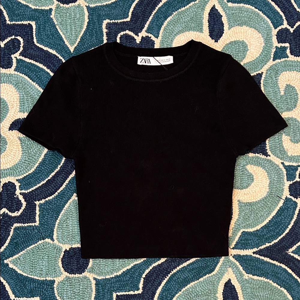Zara Black Short Sleeve Top